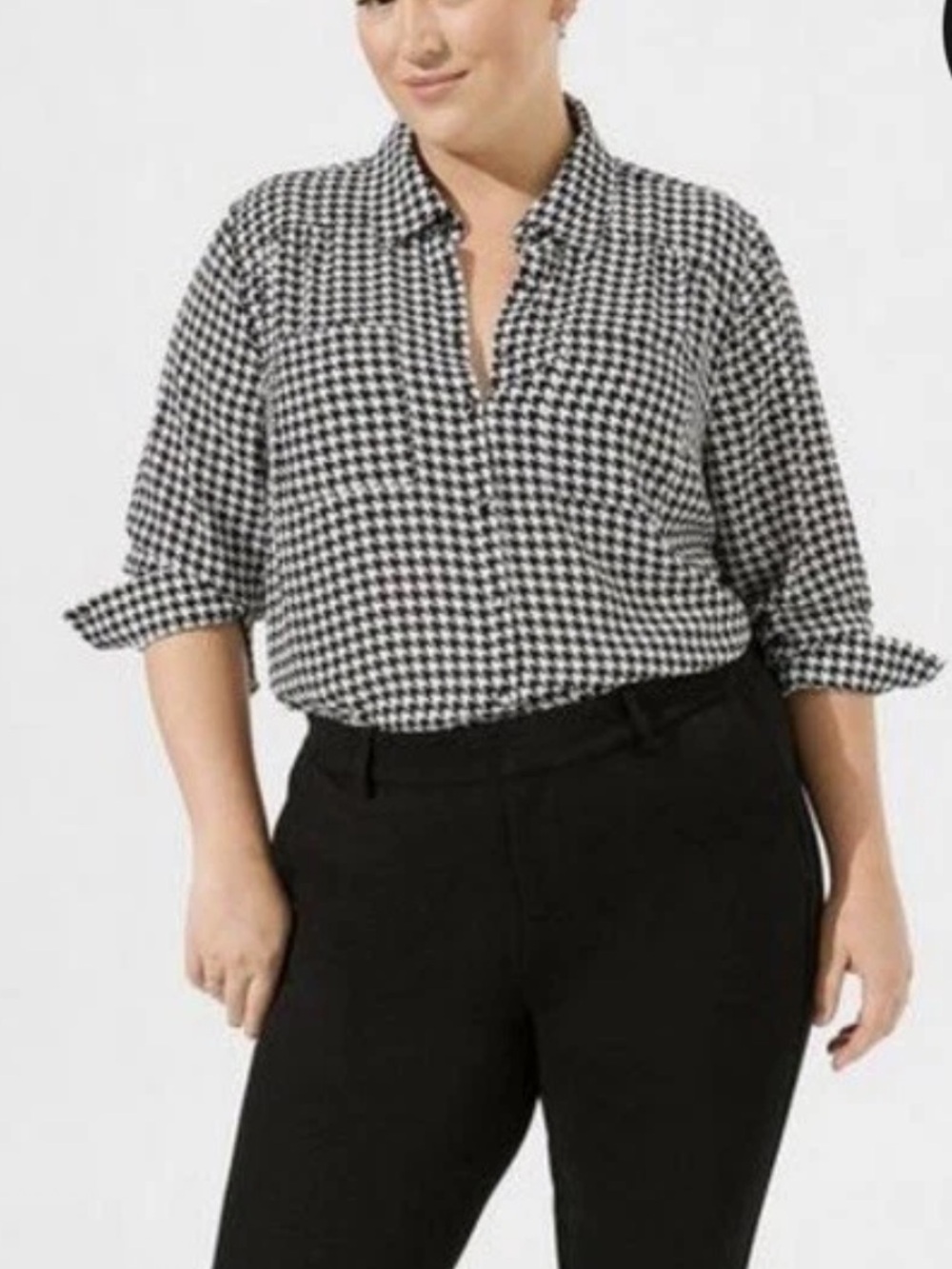 Torrid Madison Georgette Houndstooth Button Up Shirt Women’s 1X NWT